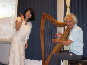 Harpist Yumiko with Lev